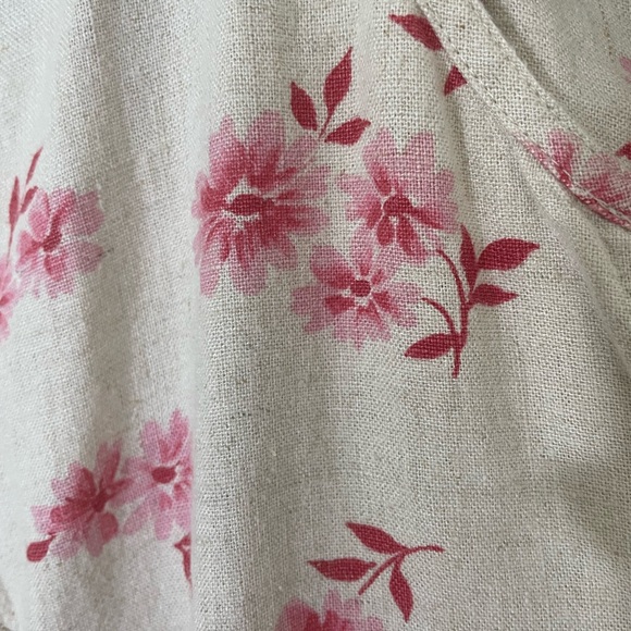 Vintage L.L. Bean Linen Blend Pink Floral Midi Dress‎ 18 Grannycore Cottagecore - Picture 4 of 4